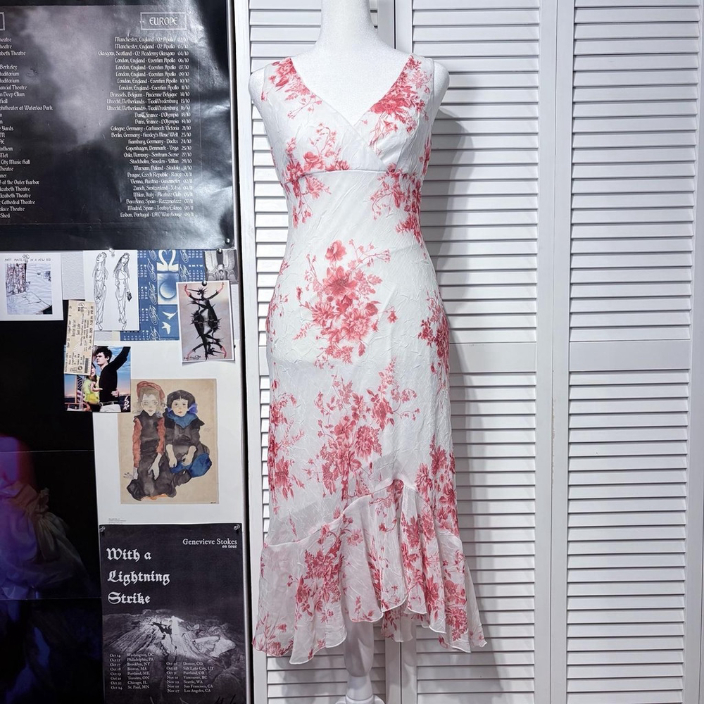 Vintage white floral midi dress